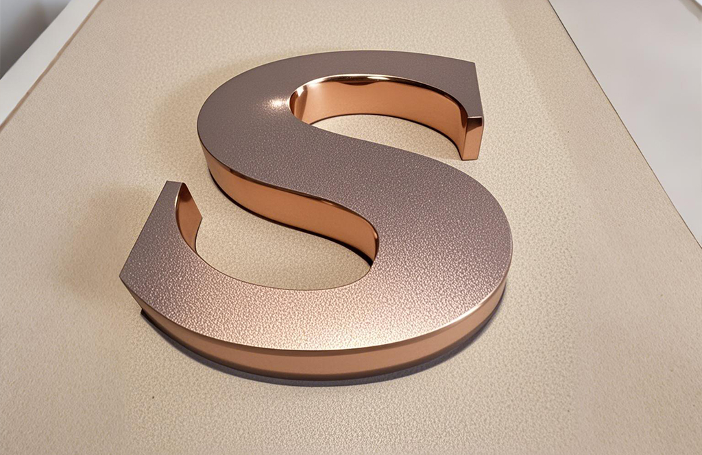 Sandblasted metal lettering Sandblasted metal lettering