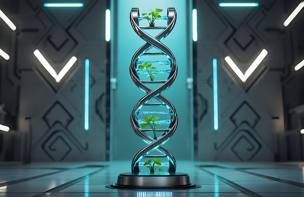 Biomorphic stainless steel DNA helix sculpture Biomorphic stainless steel DNA helix sculpture