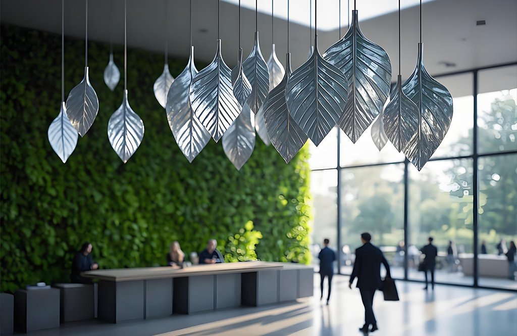 Lobby ceiling stainless steel leaf Lobby ceiling stainless steel leaf