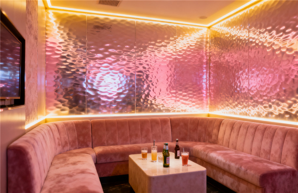 Pink Water ripple stainless steel sheet for KTV small box wall Pink Water ripple stainless steel sheet for KTV small box wall