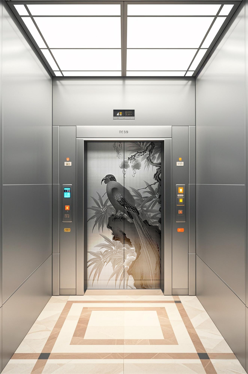 电梯轿厢不锈钢花鸟图 电梯轿厢不锈钢花鸟图