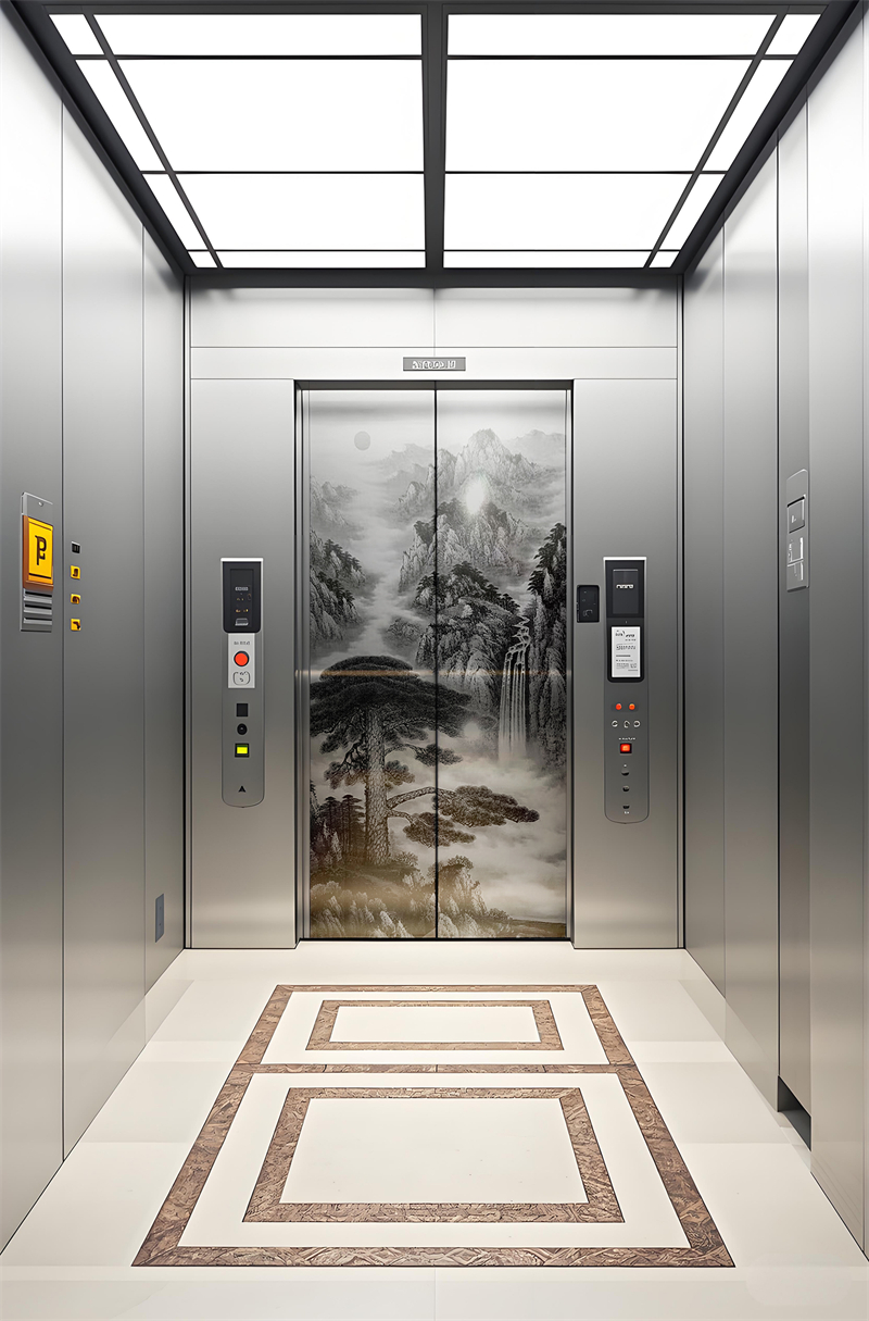 不锈钢山水画电梯轿厢门 不锈钢山水画电梯轿厢门