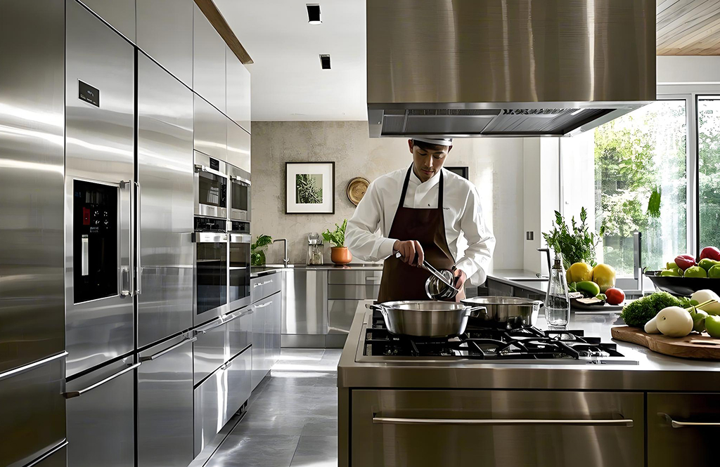 Decorative stainless steel sheets are used in kitchens and appliances