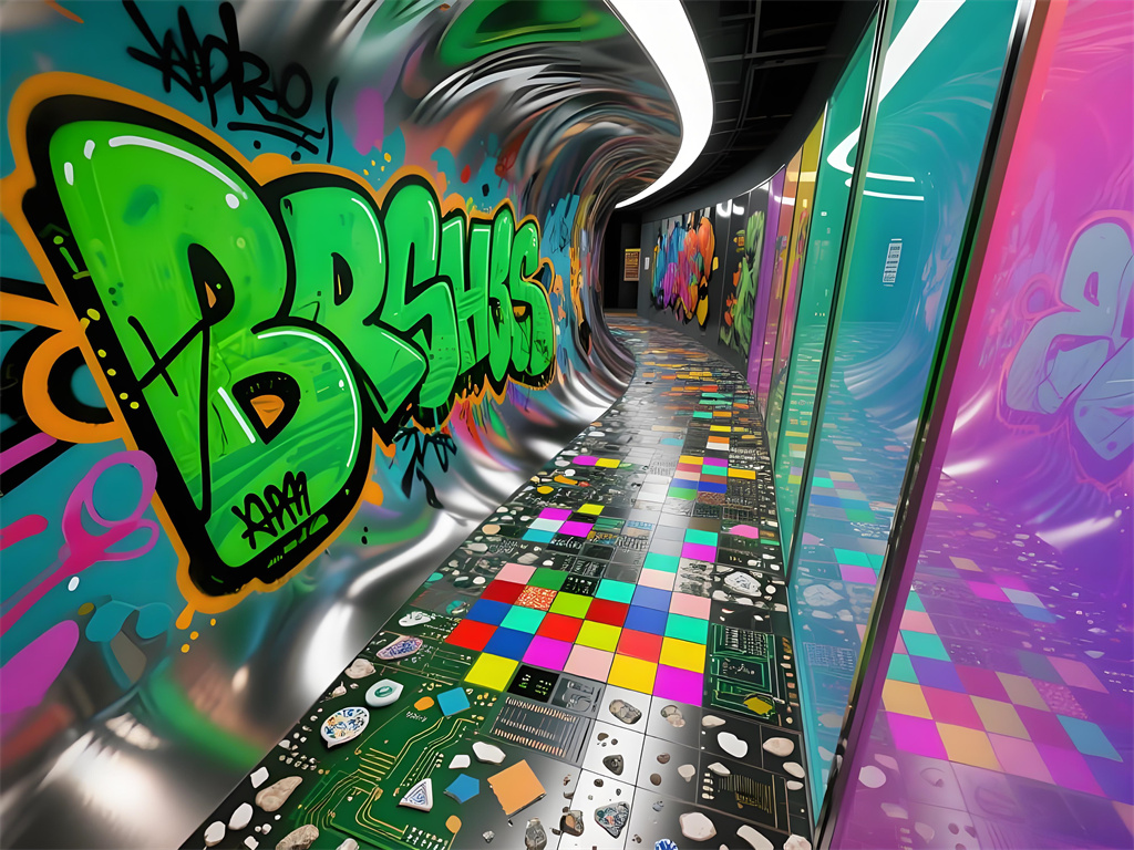 Cyber Expressionist Corridor Stainless Steel Decoration