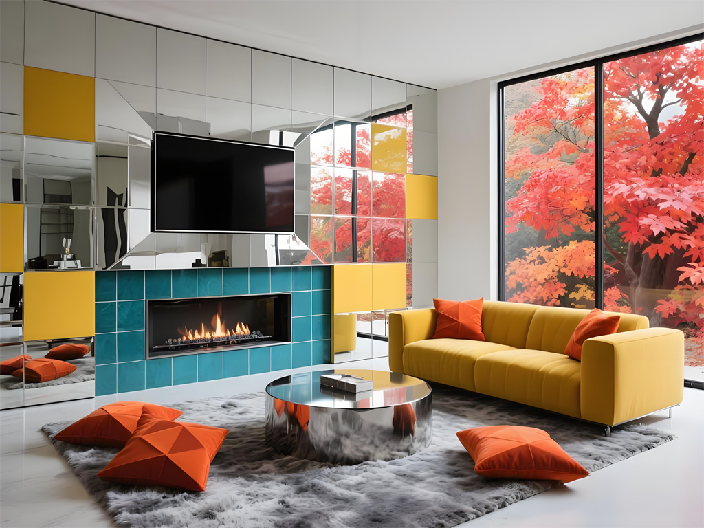 Stainless steel decoration matching for residential living room
