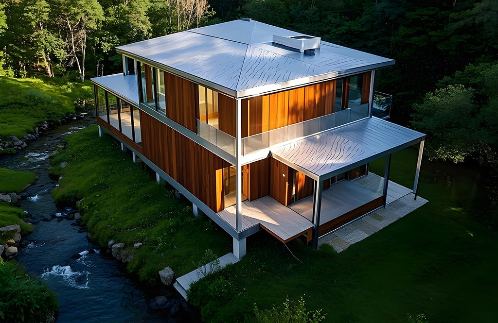 Imitation wood grain stainless steel exterior wall