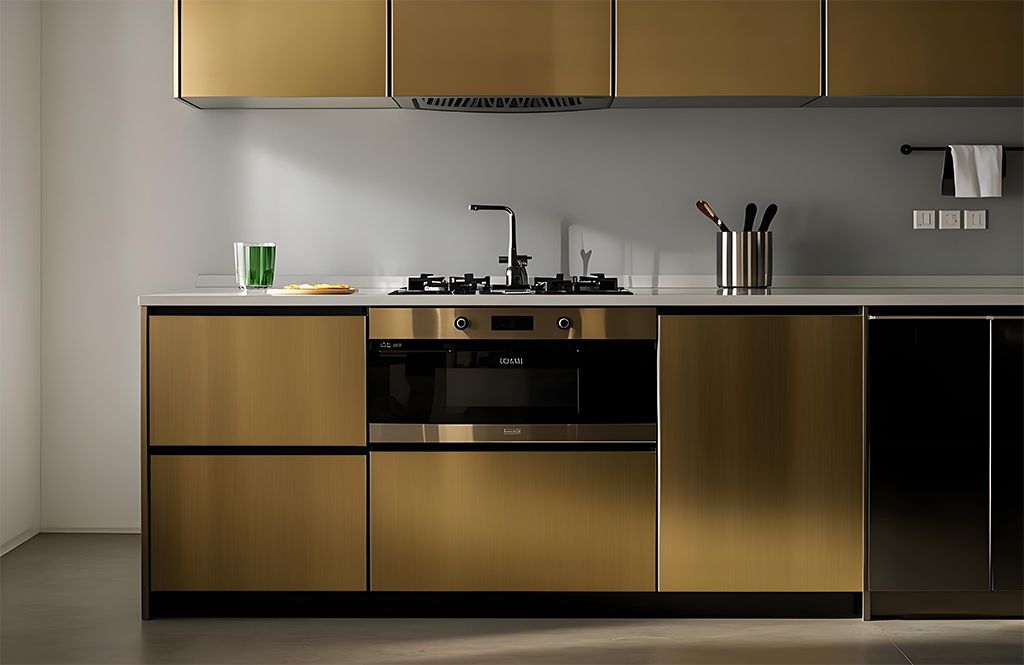Hairline stainless steel sheet cabinet for kitchens