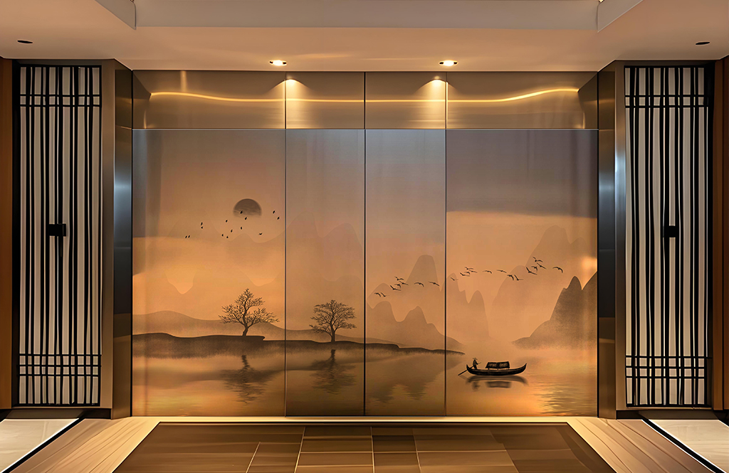 山水画不锈钢背景墙