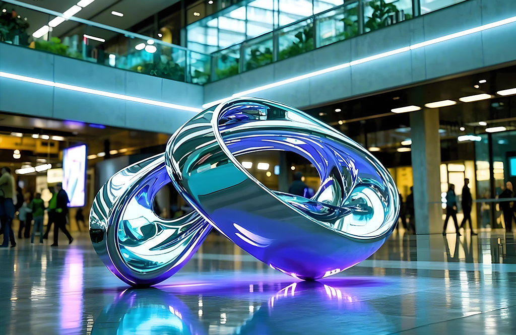 Streamlined stainless steel sculpture Streamlined stainless steel sculpture