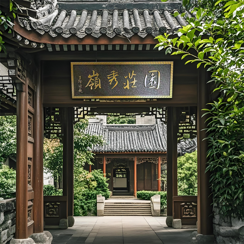 中式庄园铜雕牌匾