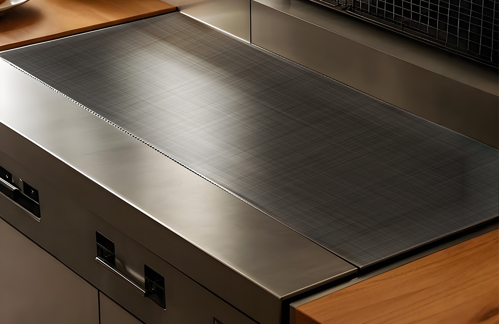 Cross hairlines stainless steel cabinet panel
