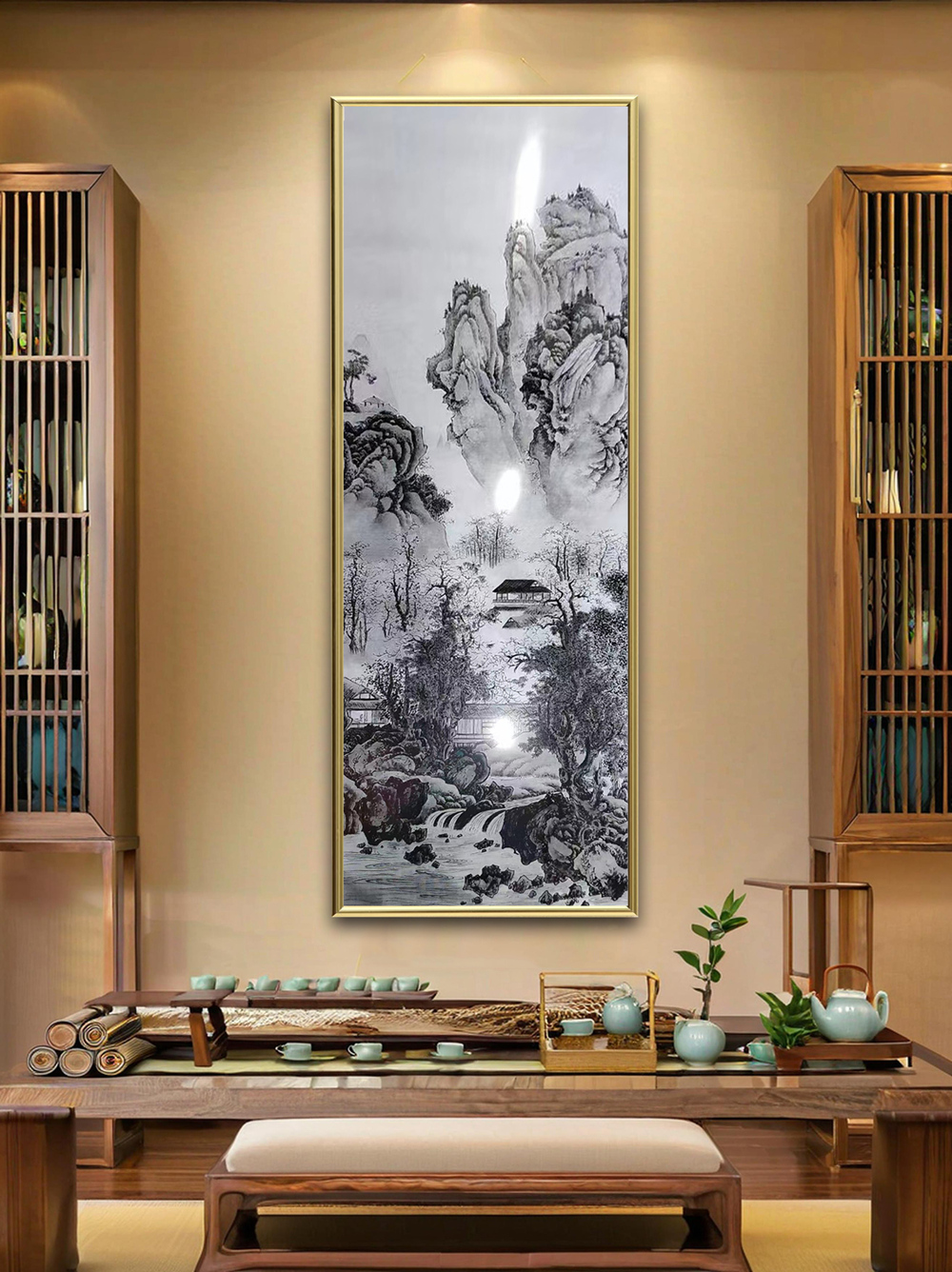 不锈钢网点蚀刻山水画