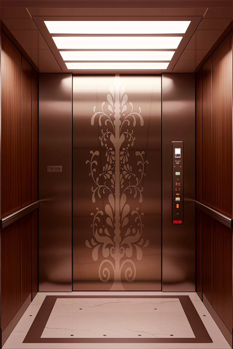 Floral pattern etched stainless steel elevator car panel Floral pattern etched stainless steel elevator car panel