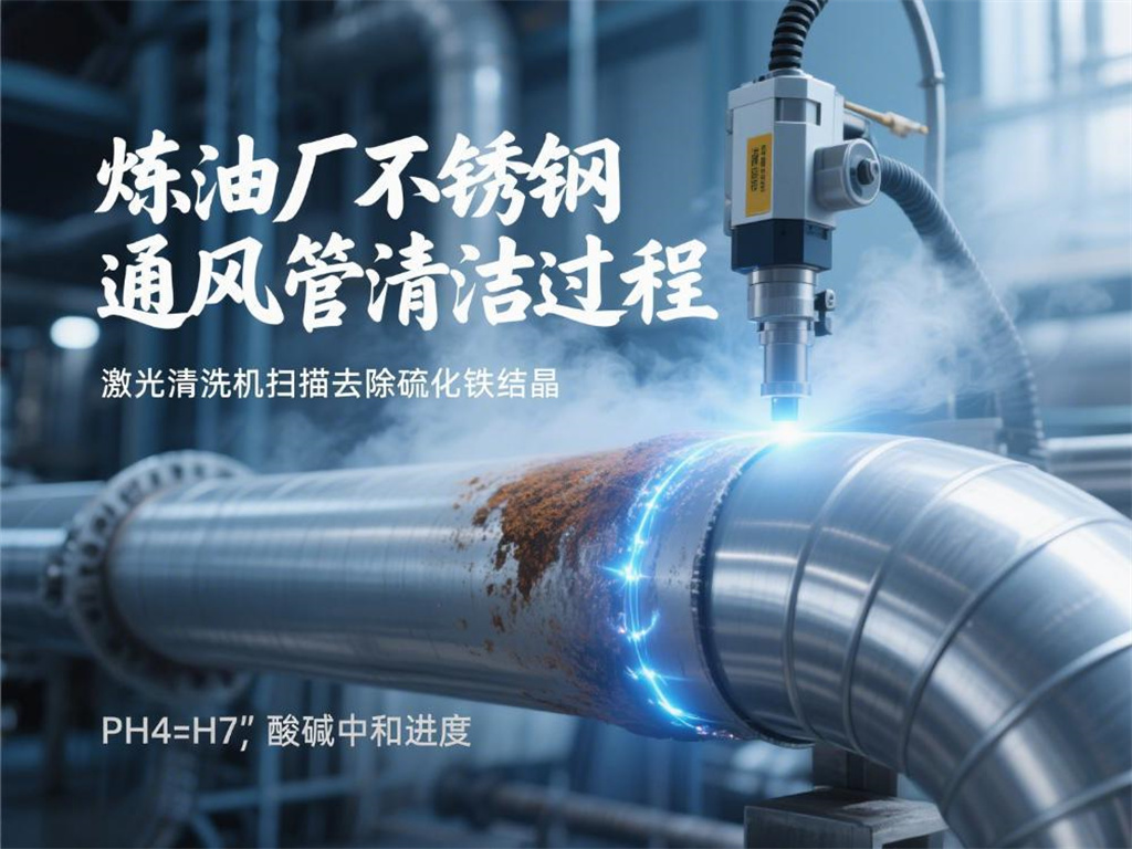 Cleaning of stainless steel ventilation pipes in refineries