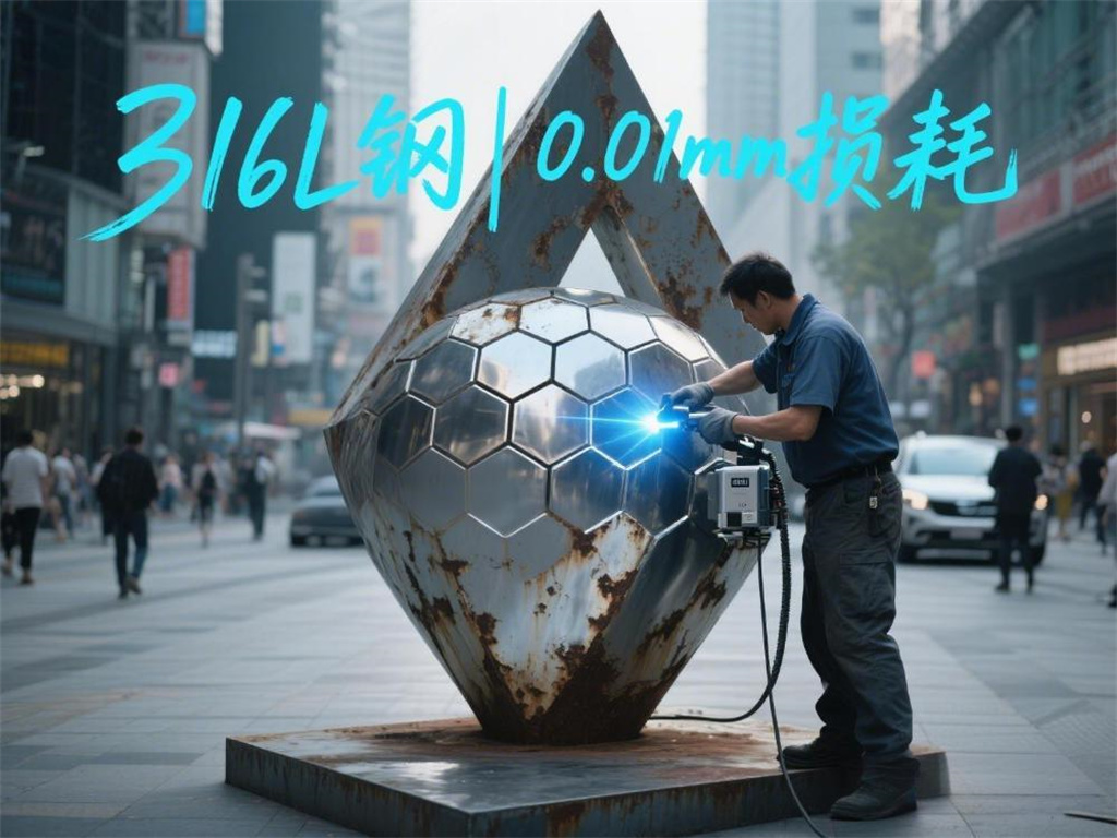 Square stainless steel sculpture maintenance