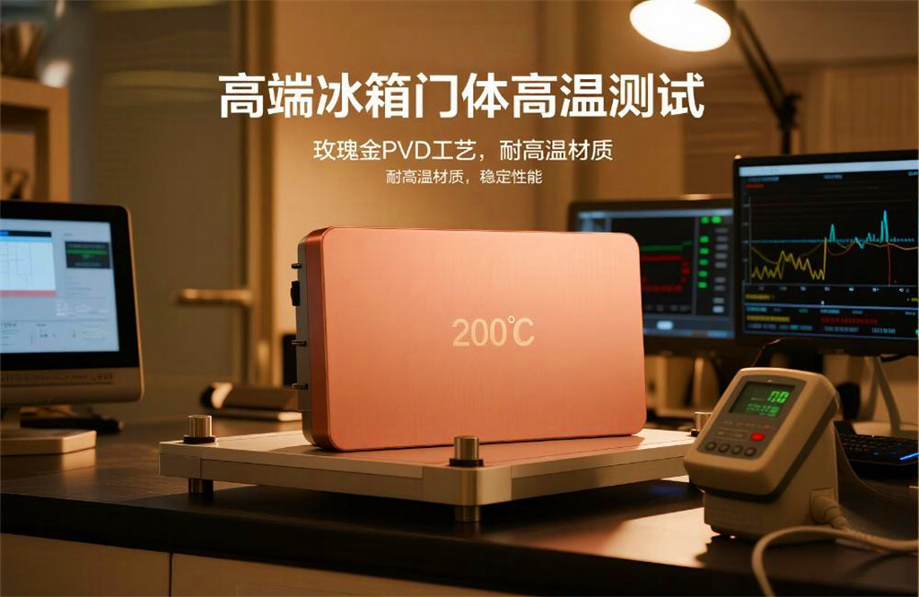 High-temperature test of rose gold stainless steel high-end refrigerator door High-temperature test of rose gold stainless steel high-end refrigerator door