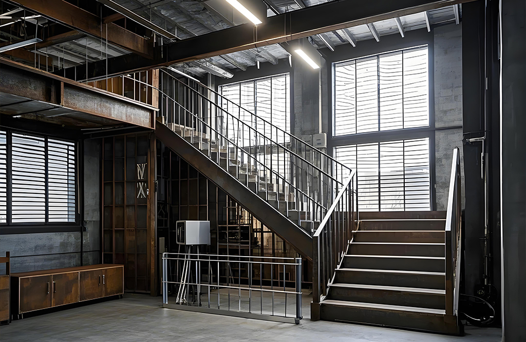 Industrial wind stainless steel stairs