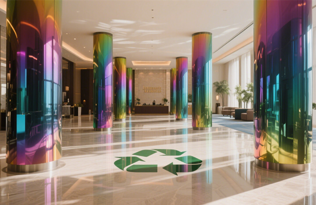 Modern hotel adopts Colored stainless steel sheet to wrap columns
